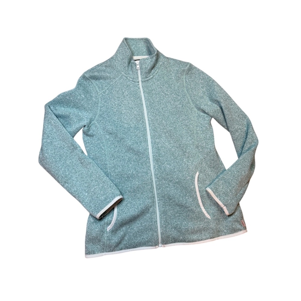Eddie‎ Bauer Teal Heathered Fleece Zip Up Jacket Women's Size Small